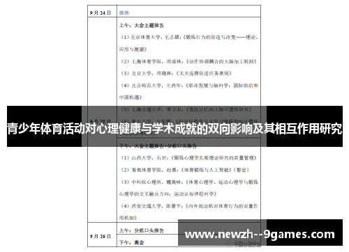 青少年体育活动对心理健康与学术成就的双向影响及其相互作用研究 青少年体育活动对心理健康与学术成就的双向影响及其相互作用研究